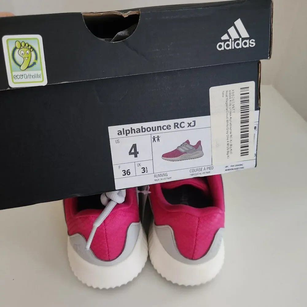 adidas Girls Alphabounce RC XJ Casual Sneakers, Pink, 4